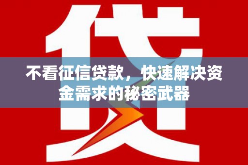内乡不看征信贷款，快速解决资金需求的秘密武器