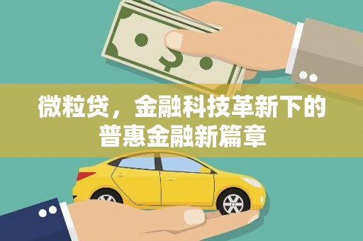 内乡微粒贷，金融科技革新下的普惠金融新篇章